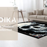Ultra Soft Area Rug, Non Slip, Stain Resistant, Washable Area Rugs for Living Room, Bedroom, Bold Graphic Skull Art Piece(White)