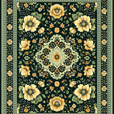 Ultra Soft Area Rug, Non Slip, Stain Resistant, Washable Area Rugs for Living Room, Bedroom, Boho Chic Medallion Distressed(Black)