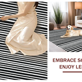 Ultra Soft Area Rug, Non Slip, Stain Resistant, Washable Area Rugs for Living Room, Bedroom, Black and White Striped Handmade Woven Design(Black)