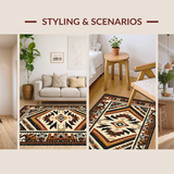 Ultra Soft Area Rug, Non Slip, Stain Resistant, Washable Area Rugs for Living Room, Bedroom, Artistic Abstract Native Inspired Design(Brown)