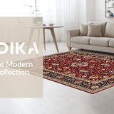 Ultra Soft Area Rug, Non Slip, Stain Resistant, Washable Area Rugs for Living Room, Bedroom, Transitional Warm Palette Leaf Design(Red)