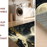 Ultra Soft Area Rug, Non Slip, Stain Resistant, Washable Area Rugs for Living Room, Bedroom, Astrology Tarot Pathway Area Rug Lunar Eclipse Surreal Starry Night Motif(Gray)