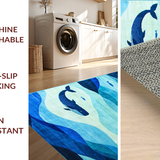Ultra Soft Area Rug, Non Slip, Stain Resistant, Washable Area Rugs for Living Room, Bedroom, Delightful Cartoonish Marine Artwork(Blue)