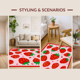 Ultra Soft Area Rug, Non Slip, Stain Resistant, Washable Area Rugs for Living Room, Bedroom, Soft Absorbent Retro Fruit Pattern(Red)