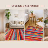 Ultra Soft Area Rug, Non Slip, Stain Resistant, Washable Area Rugs for Living Room, Bedroom, Dynamic Red-Blue Yellow Fusion(Red)