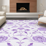 Ultra Soft Area Rug, Non Slip, Stain Resistant, Washable Area Rugs for Living Room, Bedroom, Cozy Pastel Medallion Arrangement(Purple)