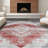 Ultra Soft Area Rug, Non Slip, Stain Resistant, Washable Area Rugs for Living Room, Bedroom, Rustic Textured Linear Pattern(Red)