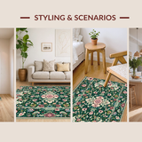 Ultra Soft Area Rug, Non Slip, Stain Resistant, Washable Area Rugs for Living Room, Bedroom, Artful Soft Pastel Leaf Patterns(Green)