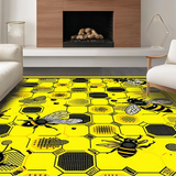 Ultra Soft Area Rug, Non Slip, Stain Resistant, Washable Area Rugs for Living Room, Bedroom, Elegant Floral Hexagonal Arrangement(Yellow)