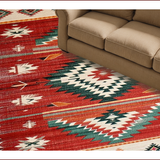 Ultra Soft Area Rug, Non Slip, Stain Resistant, Washable Area Rugs for Living Room, Bedroom, Rustic Ethnic Tribal Aesthetic(Red)
