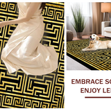 Ultra Soft Area Rug, Non Slip, Stain Resistant, Washable Area Rugs for Living Room, Bedroom, Contemporary Abstract Linear Aesthetic(Gold)