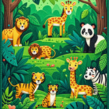 Ultra Soft Area Rug, Non Slip, Stain Resistant, Washable Area Rugs for Living Room, Bedroom, Jungle Animals Nursery Rug(Green)