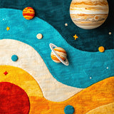 Ultra Soft Area Rug, Non Slip, Stain Resistant, Washable Area Rugs for Living Room, Bedroom, Solar System Planet(Blue)