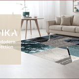 Ultra Soft Area Rug, Non Slip, Stain Resistant, Washable Area Rugs for Living Room, Bedroom, Abstract Gray Geometric Living Room Plush Rug(Blue)