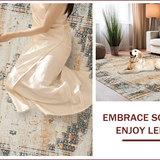 Ultra Soft Area Rug, Non Slip, Stain Resistant, Washable Area Rugs for Living Room, Bedroom, Elegant Neutral Floral Composition(Beige)