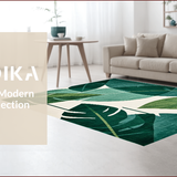 Ultra Soft Area Rug, Non Slip, Stain Resistant, Washable Area Rugs for Living Room, Bedroom, Mid Century Abstract Leaf Motif(Green)