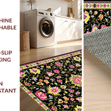 Ultra Soft Area Rug, Non Slip, Stain Resistant, Washable Area Rugs for Living Room, Bedroom, Vibrant Pink and Black Trellis Style(Black)