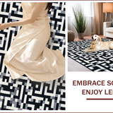 Ultra Soft Area Rug, Non Slip, Stain Resistant, Washable Area Rugs for Living Room, Bedroom, Stylish Black and White Chevron Design(Black)