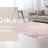 Ultra Soft Area Rug, Non Slip, Stain Resistant, Washable Area Rugs for Living Room, Bedroom, Transitional Elegant Floral Fusion(Pink)