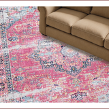 Ultra Soft Area Rug, Non Slip, Stain Resistant, Washable Area Rugs for Living Room, Bedroom, Chic Pastel Distressed Pattern(Pink)