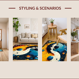Ultra Soft Area Rug, Non Slip, Stain Resistant, Washable Area Rugs for Living Room, Bedroom, Colorful Yin Yang Bedroom Non-Slip Floor Mat(Black)