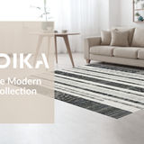 Ultra Soft Area Rug, Non Slip, Stain Resistant, Washable Area Rugs for Living Room, Bedroom, Linear Contrast Striped Carpet Runner with Alternating Bold and Narrow Bands(Gray)