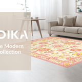 Ultra Soft Area Rug, Non Slip, Stain Resistant, Washable Area Rugs for Living Room, Bedroom, Rustic Warm Floral Aesthetic(Ivory)