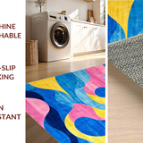 Ultra Soft Area Rug, Non Slip, Stain Resistant, Washable Area Rugs for Living Room, Bedroom, Rustic Multi-Hued Textural Elements(Blue)