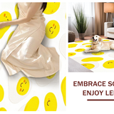 Ultra Soft Area Rug, Non Slip, Stain Resistant, Washable Area Rugs for Living Room, Bedroom, Bright Soft Curvilinear Shapes(Yellow)