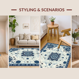 Ultra Soft Area Rug, Non Slip, Stain Resistant, Washable Area Rugs for Living Room, Bedroom, Bold Geometric Mandala Aesthetic(White)