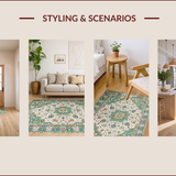 Ultra Soft Area Rug, Non Slip, Stain Resistant, Washable Area Rugs for Living Room, Bedroom, Vintage Floral Geometric Elegance(Green)