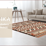 Ultra Soft Area Rug, Non Slip, Stain Resistant, Washable Area Rugs for Living Room, Bedroom, Rustic Neutral Toned Geometry(Red)