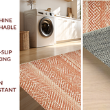 Ultra Soft Area Rug, Non Slip, Stain Resistant, Washable Area Rugs for Living Room, Bedroom, Trendy Warm Palette Knotted Design(Orange)