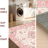 Ultra Soft Area Rug, Non Slip, Stain Resistant, Washable Area Rugs for Living Room, Bedroom, Contemporary Floral Infusion Style(White)