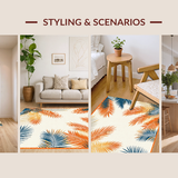 Ultra Soft Area Rug, Non Slip, Stain Resistant, Washable Area Rugs for Living Room, Bedroom, Energetic Cream and Coral Theme(Orange)
