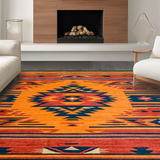Ultra Soft Area Rug, Non Slip, Stain Resistant, Washable Area Rugs for Living Room, Bedroom, Luxurious Color Block Design(Orange)