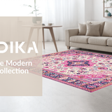 Ultra Soft Area Rug, Non Slip, Stain Resistant, Washable Area Rugs for Living Room, Bedroom, Whimsical Colorful Lattice Style(Pink)