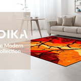 Ultra Soft Area Rug, Non Slip, Stain Resistant, Washable Area Rugs for Living Room, Bedroom, Edgy Cracked Surface Artistic Flair(Orange)