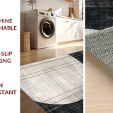 Ultra Soft Area Rug, Non Slip, Stain Resistant, Washable Area Rugs for Living Room, Bedroom, Mono Stripe Rug with Dynamic Parallel Lines and Abstract Pattern(Gray)