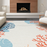 Ultra Soft Area Rug, Non Slip, Stain Resistant, Washable Area Rugs for Living Room, Bedroom, Coral Reef Inspired Artful Composition(Orange)