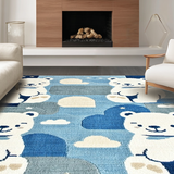 Ultra Soft Area Rug, Non Slip, Stain Resistant, Washable Area Rugs for Living Room, Bedroom, Delightful Nursery Cartoon Theme(Blue)