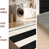 Ultra Soft Area Rug, Non Slip, Stain Resistant, Washable Area Rugs for Living Room, Bedroom, Contrasting Parallel Line Design Washable Handcrafted Farmhouse Rug(Black)