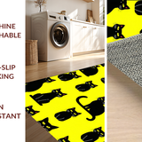 Ultra Soft Area Rug, Non Slip, Stain Resistant, Washable Area Rugs for Living Room, Bedroom, Trendy Graphic Cat Silhouette(Yellow)