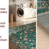 Ultra Soft Area Rug, Non Slip, Stain Resistant, Washable Area Rugs for Living Room, Bedroom, Chic Vintage Floral Symmetry(Blue)