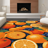 Ultra Soft Area Rug, Non Slip, Stain Resistant, Washable Area Rugs for Living Room, Bedroom, Lively Citrus Splash Decor(Orange)