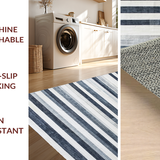 Ultra Soft Area Rug, Non Slip, Stain Resistant, Washable Area Rugs for Living Room, Bedroom, Contemporary Black White Stripe Carpet:  Linear Geometric Rug(Gray)