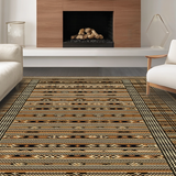 Ultra Soft Area Rug, Non Slip, Stain Resistant, Washable Area Rugs for Living Room, Bedroom, Artisanal Heritage Rustic Design(Brown)