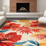 Ultra Soft Area Rug, Non Slip, Stain Resistant, Washable Area Rugs for Living Room, Bedroom, Colorful Modern Flora Arrangement(Red)