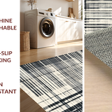 Ultra Soft Area Rug, Non Slip, Stain Resistant, Washable Area Rugs for Living Room, Bedroom, Elegant Contrasting Stripe Pattern Rug Washable Holiday Welcome Decor(Gray)