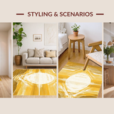 Ultra Soft Area Rug, Non Slip, Stain Resistant, Washable Area Rugs for Living Room, Bedroom, Eclectic Earthy Tones Design(Gold)